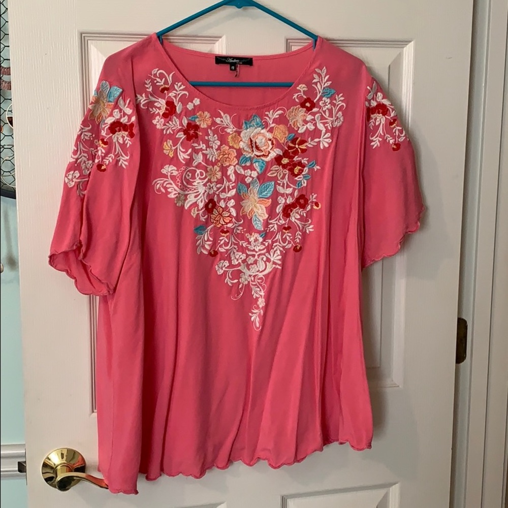 Hot Pink Floral Blouse